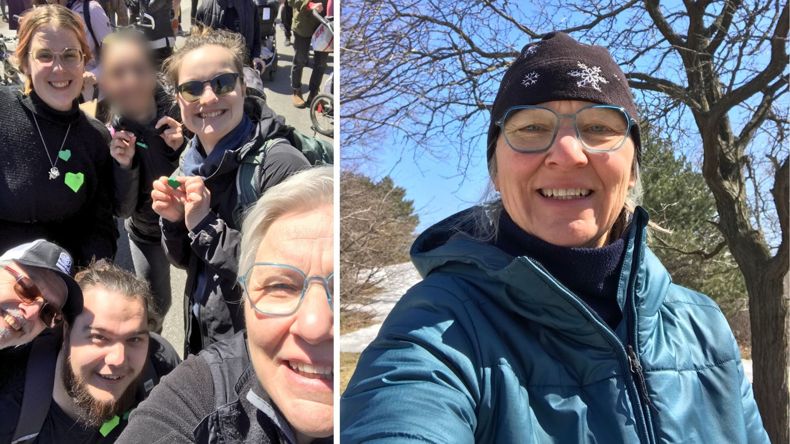 Sylvie Fradette et sa famille lors d'une marche organisée par Mères au front