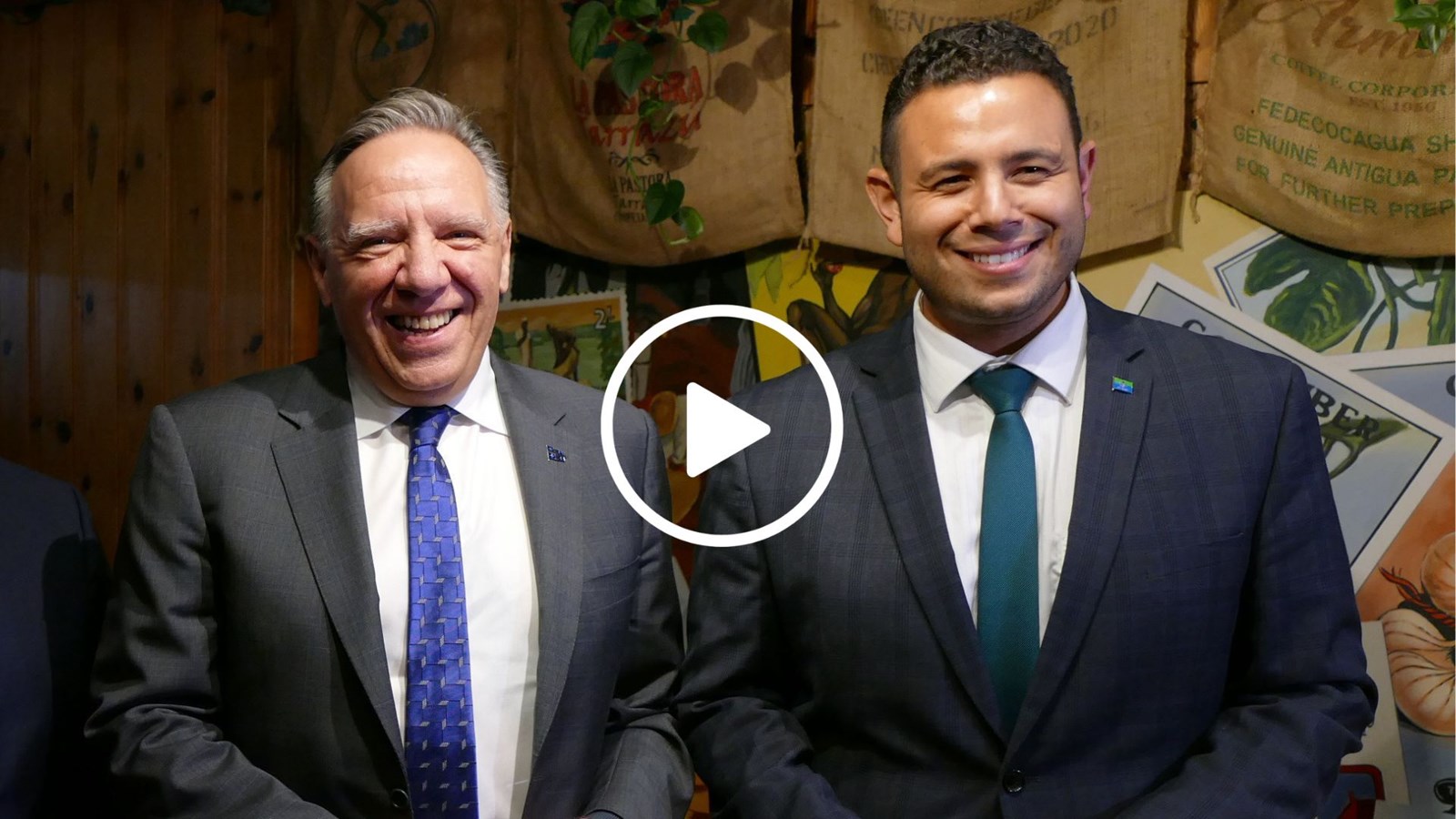 Le député de Beauce-Sud, Samuel Poulin, en compagnie du premier ministre du Québec, François Legault, lors de sa visite à Saint-Georges le 6 février dernier.