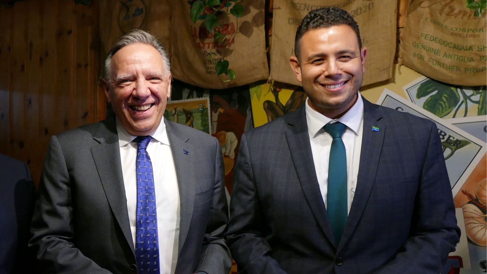 Le député de Beauce-Sud, Samuel Poulin, en compagnie du premier ministre du Québec, François Legault, lors de sa visite à Saint-Georges le 6 février dernier.