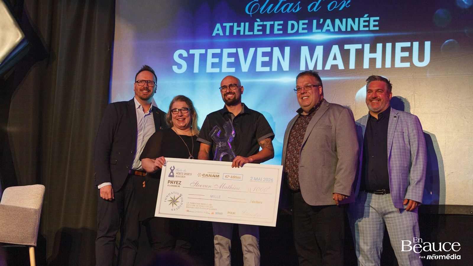 Steeven Mathieu reçoit l'Élitas d'or au 47e Gala du Mérite Sportif Beauceron