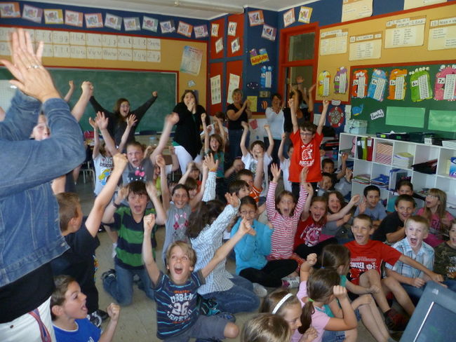 Les jeunes de l'école primaire de l'Île Saint-Ignace de Loyola ont passé une nuit au Stade Olympique