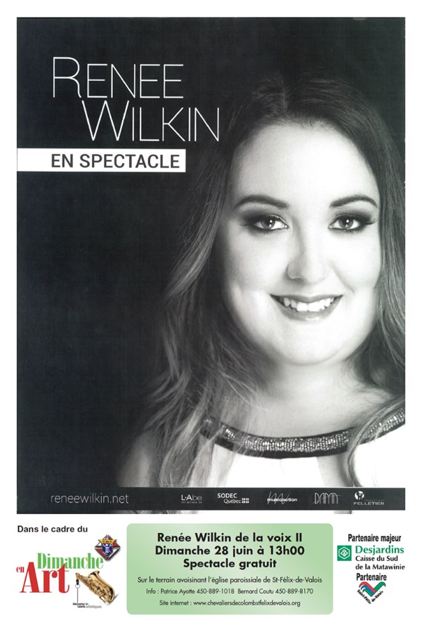 Renée Wilkin  finaliste de la Voix II en spectacle  à Dimanche en Art 