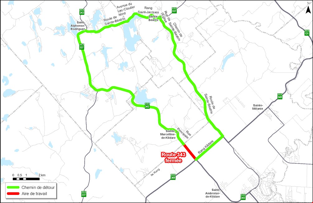 Fermeture complète de la route 343 à Saint-Ambroise