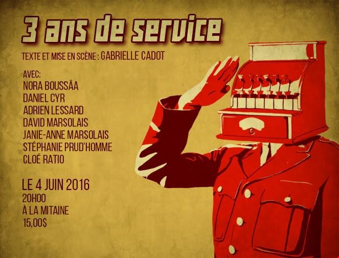 Le Théâtre Sans Nombre présente la pièce « 3 ans de service » à la Mitaine