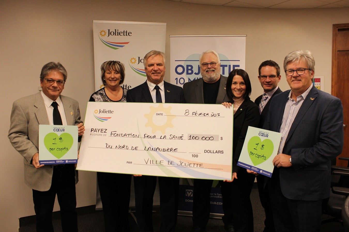 La Fondation pour la Santé reçoit une généreuse contribution de 100 000 $ de la Ville de Joliette  