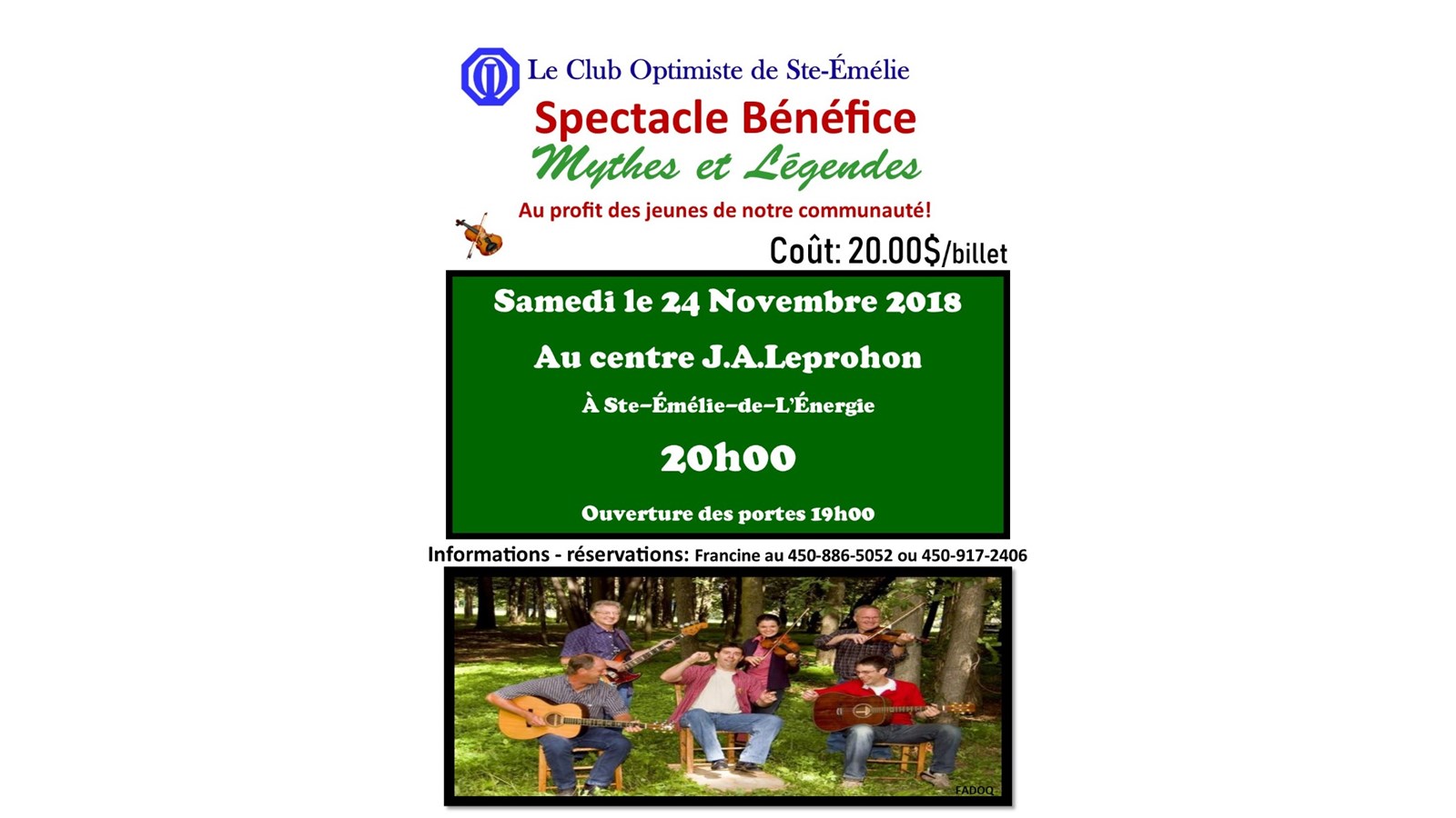 Une soirée-bénéfice au profit du club optimiste de Ste-Émélie
