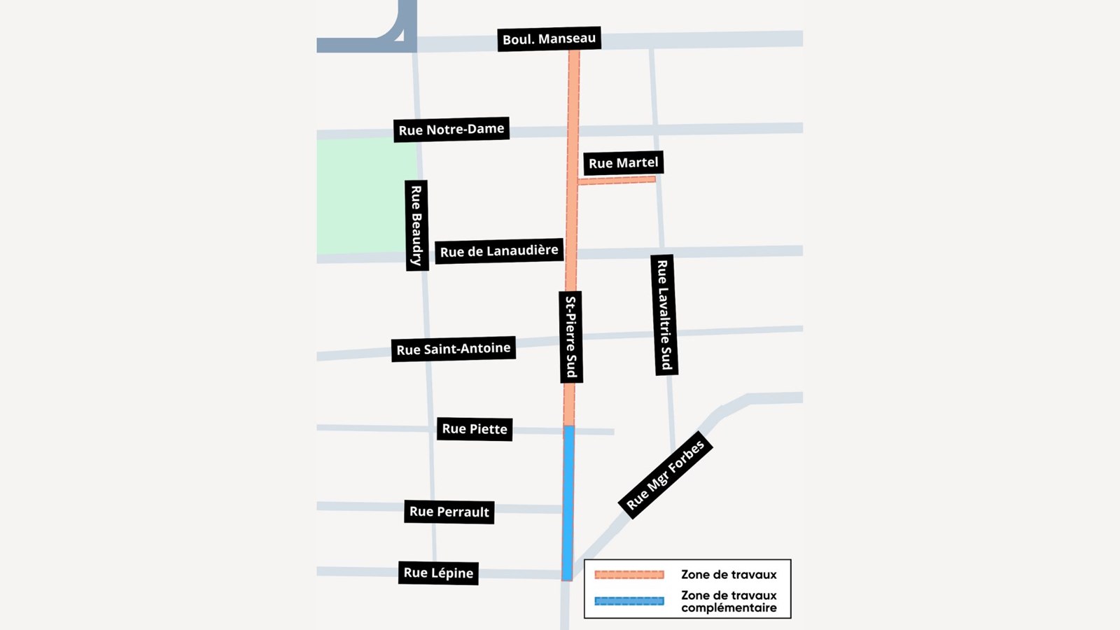Des travaux d’infrastructures sur les rues Saint-Pierre Sud et Martel