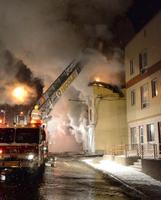 Incendie au centre-ville de Nicolet
