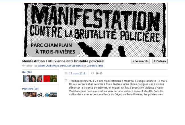 Manifestation à Trois-Rivières le 15 mars