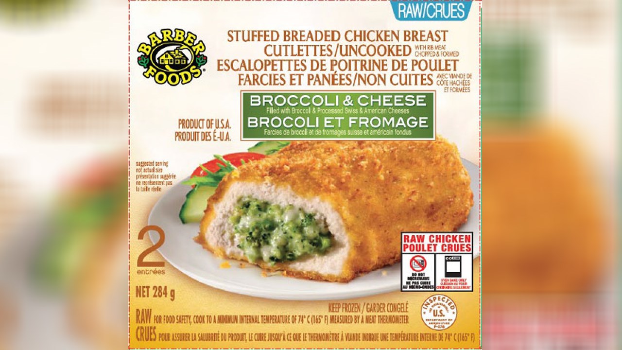 Plusieurs produits de poulet farci rappelés en raison possible contamination par la salmonelle
