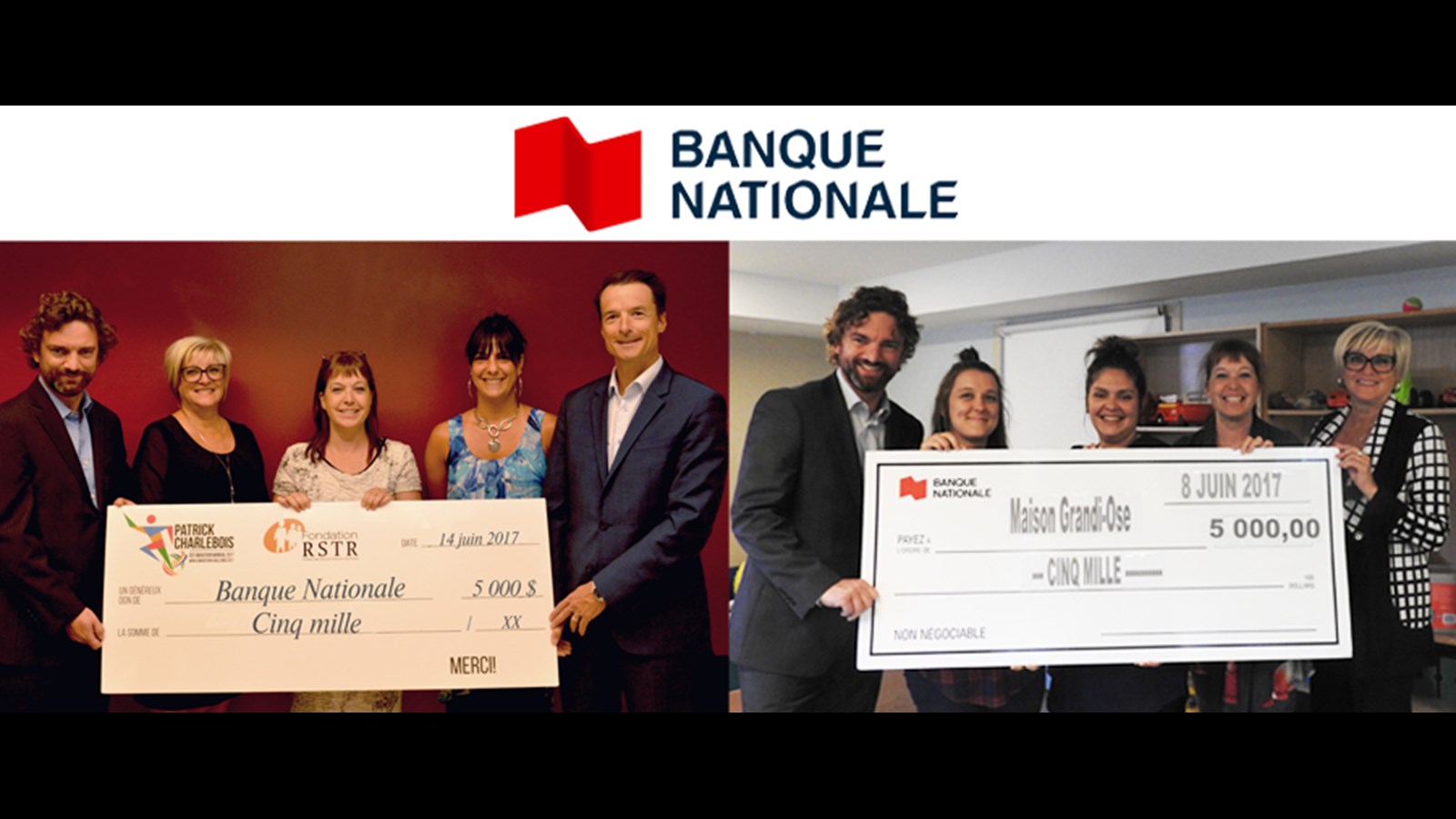 La Banque Nationale, Service aux entreprises, région Mauricie remet la somme de 10 000 $ à deux organismes de la région!