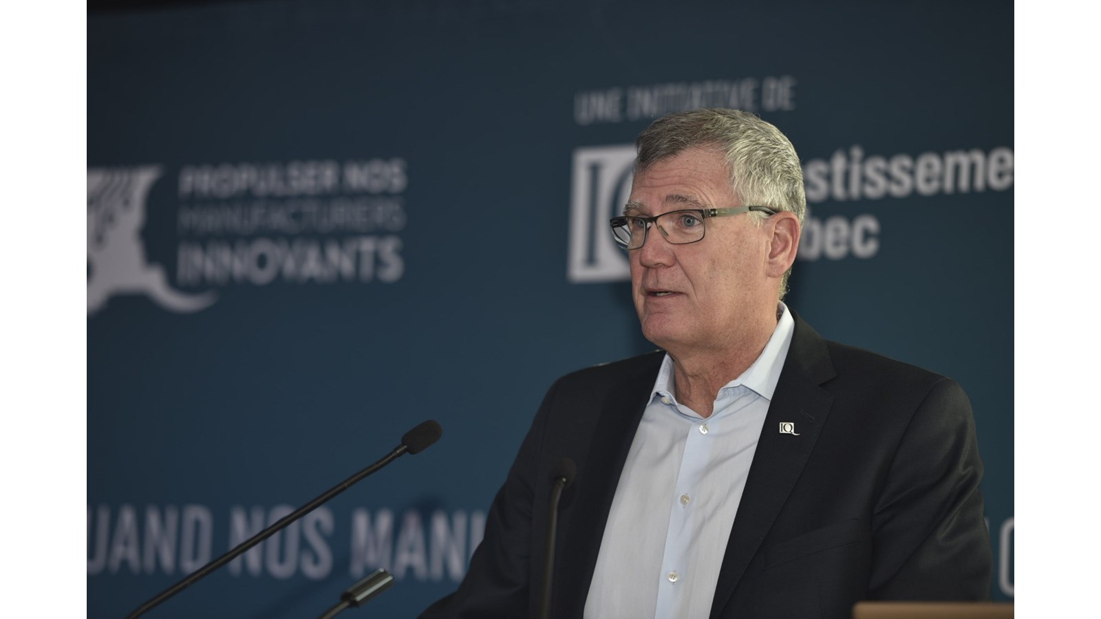 M. Pierre Gabriel Côté, président-directeur général d’Investissement Québec qui s’adresse aux participants
