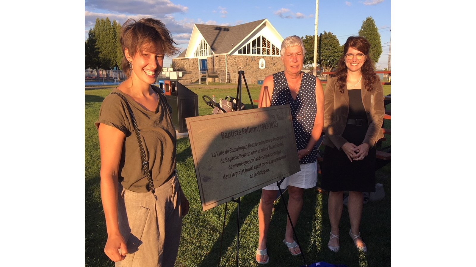 Dévoilement de la plaque Baptiste Pellerin au parc Frank-Gauthier