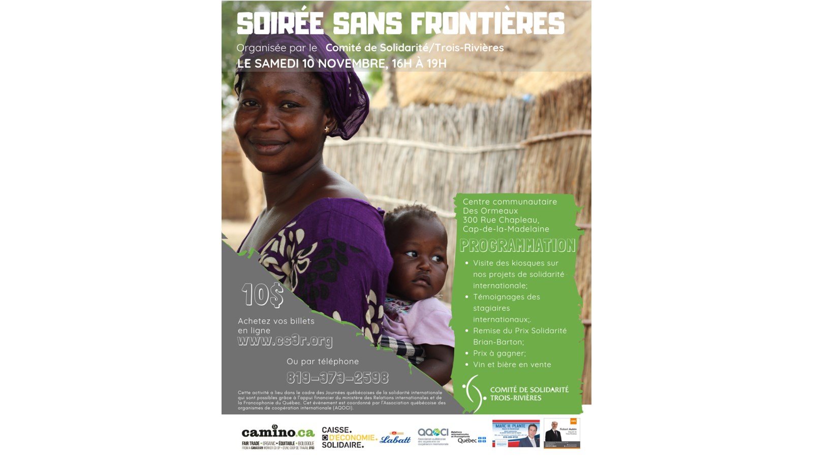 Soirée sans frontières du Comité de Solidarité/Trois-Rivières