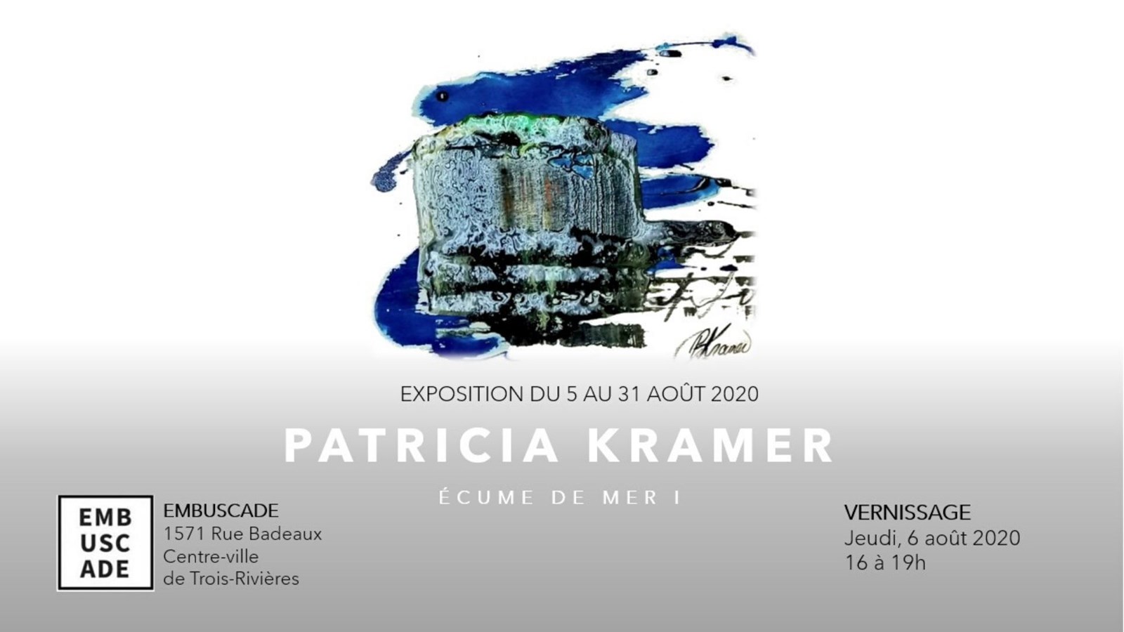 Exposition de l’artiste Patricia Kramer du 5 au 31 août