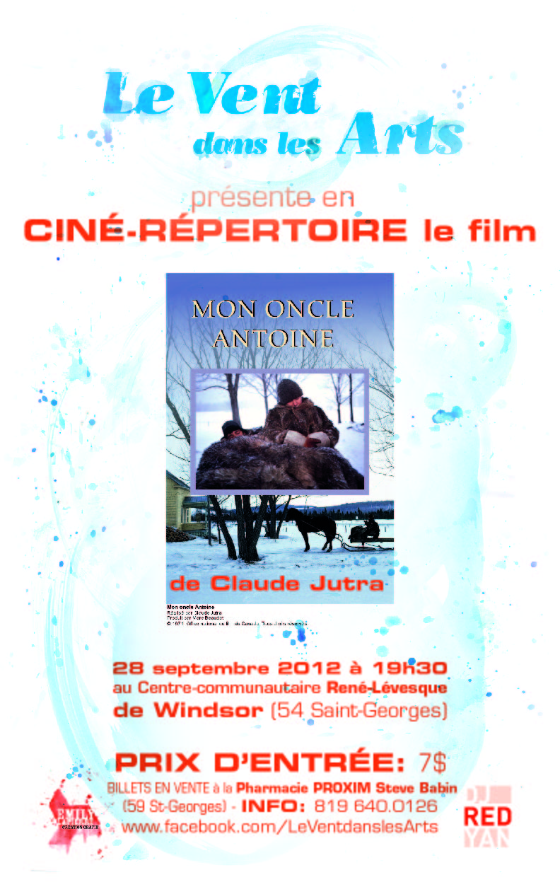 Mon oncle Antoine de Claude Jutra au Centre communataire René-Lévesque de Windsor