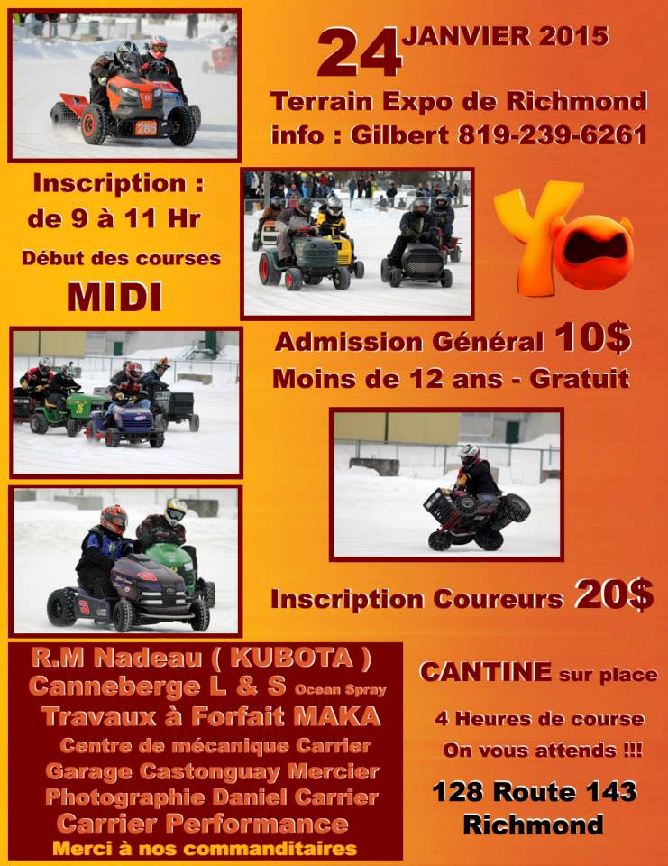 Courses de tracteur a gazon sur glace au terrain de l'expo de Richmond