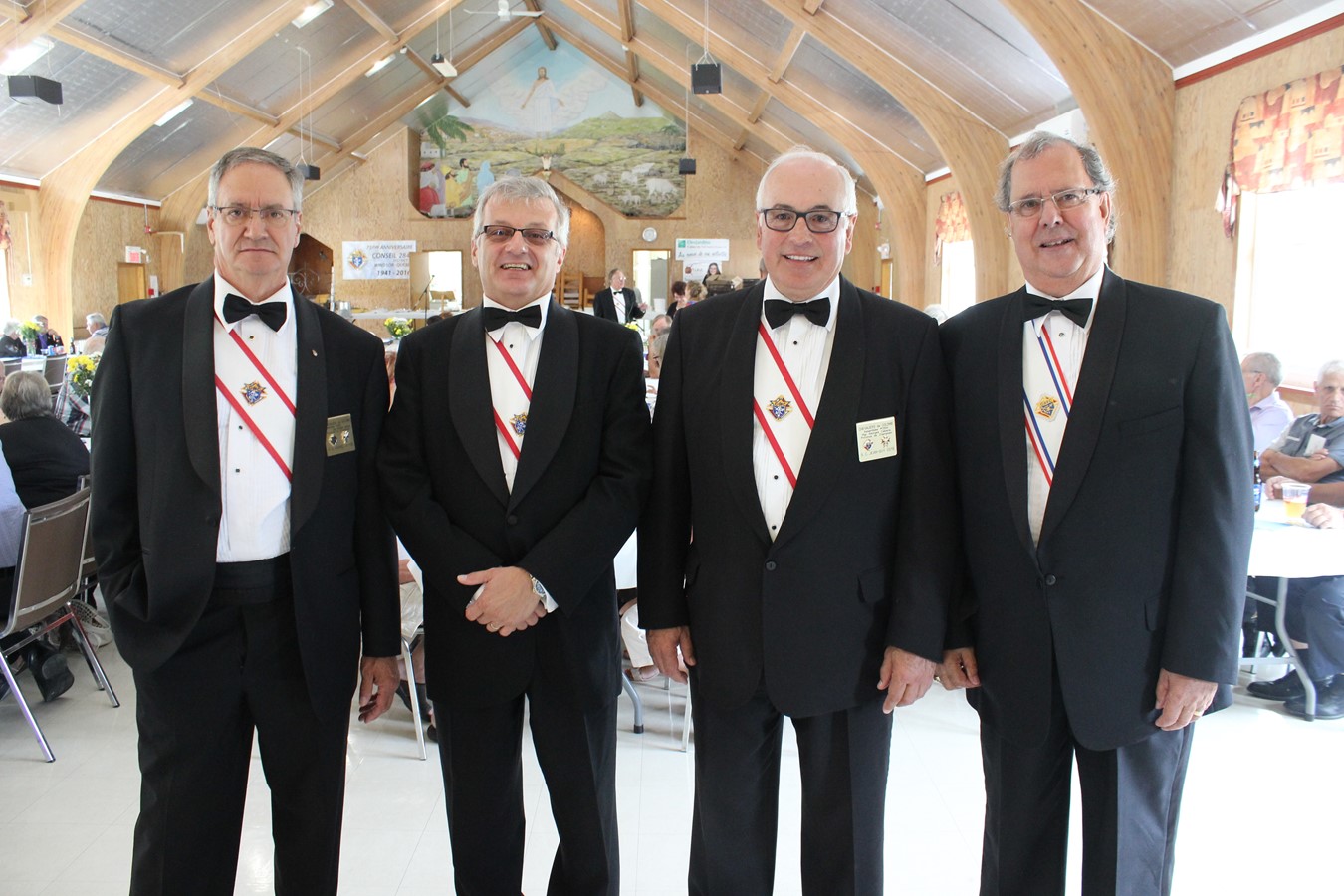Quatre membres de 4e degré de l’assemblée Georges-Cabana : André Jetté, Daniel Morin, Jean-Claude Côté et Pierre Lahaye.