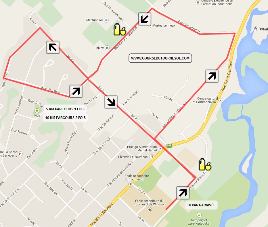 La carte des parcours de la Course du Tournesol.