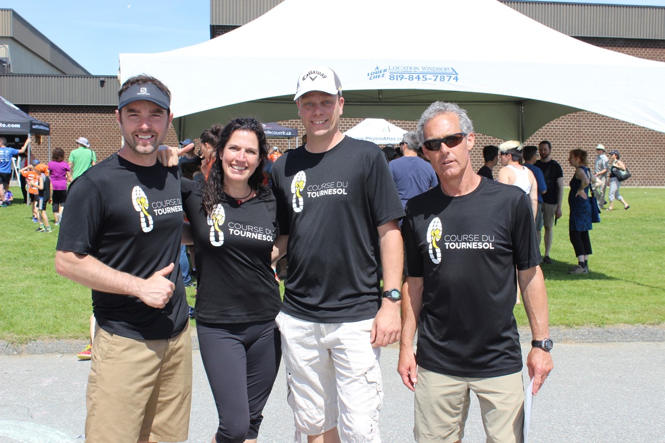 Les quatre responsables de la Course du Tournesol : Éric Traversy, Isabelle Arcand, Christopher Maes et Gilles Dubois.