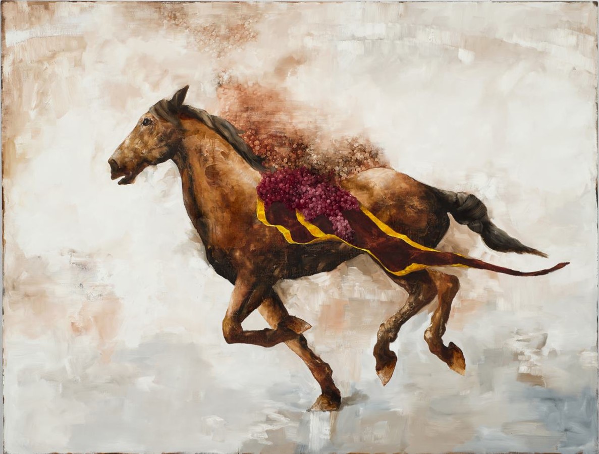 Kevin Sonmor, The Gardener, huile sur lin, 183 x 239 cm.