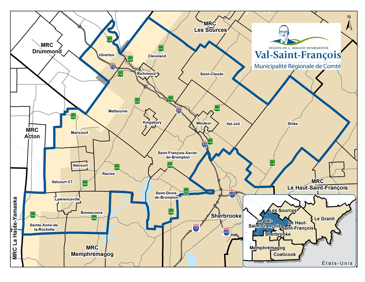 Carte de la MRC du Val-Saint-François