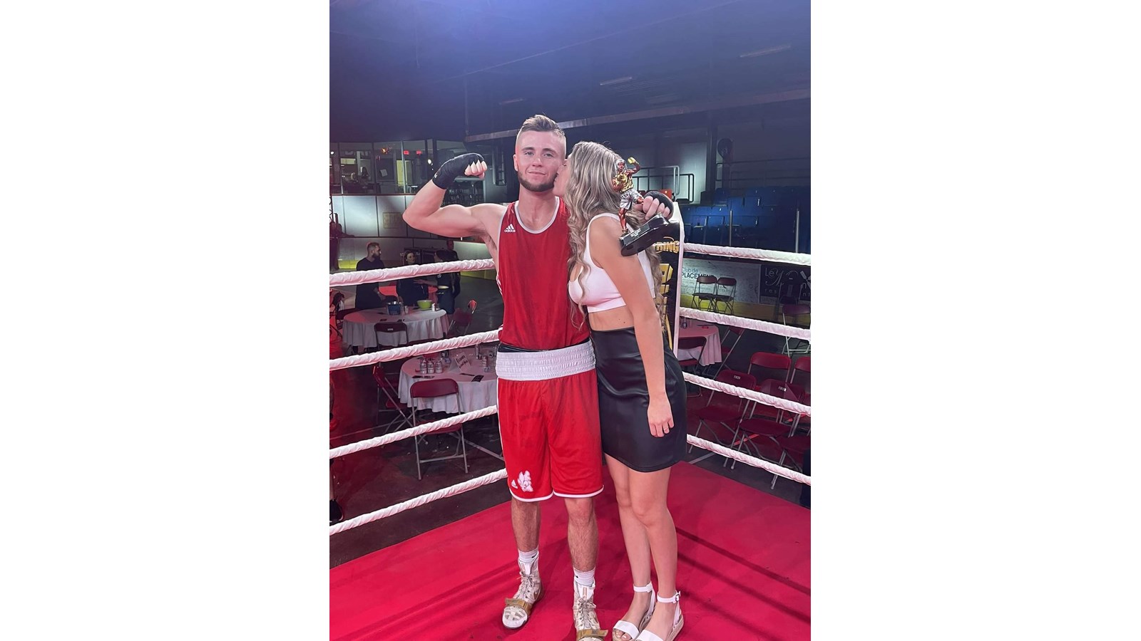 Ludrick Caron a pu savourer la victoire lors du gala de boxe.