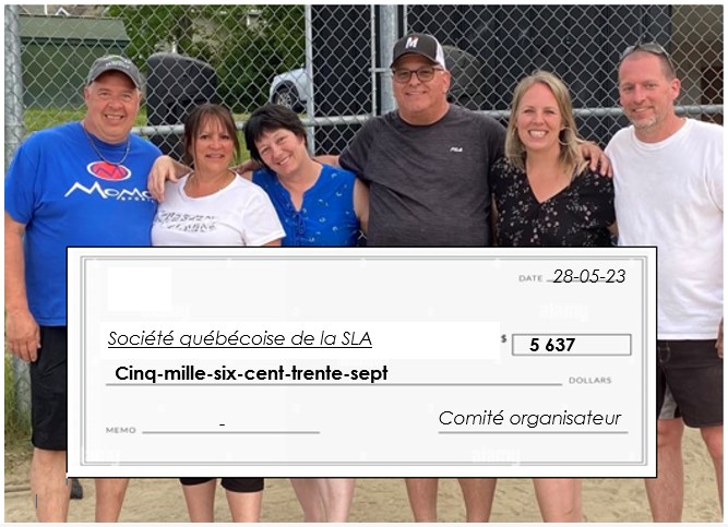 5637 $ à la société de la sclérose latérale amyotrophique du Québec