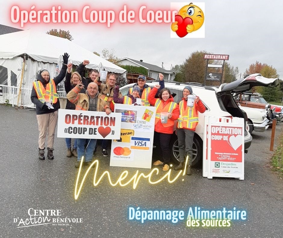 Une fois de plus cette année, le centre d’action bénévole des Sources tenait ses points de collectes de dons volontaires dans les rues de divers secteurs de la MRC, dans le cadre de son opération « Coup de Cœur 2023 .