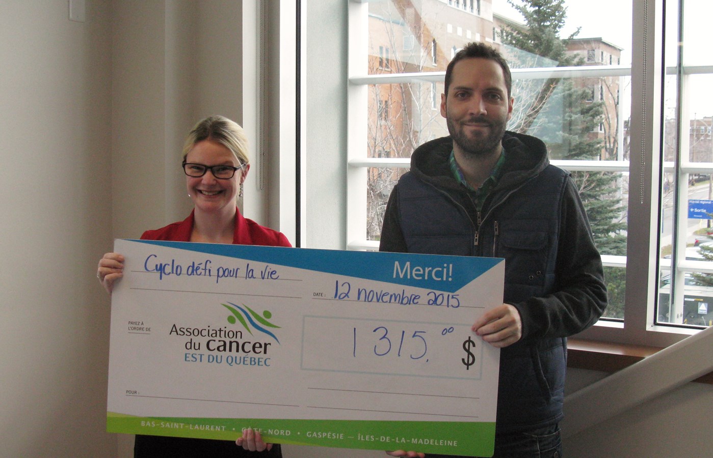1315$ pour l'Association du cancer de l'Est du Québec 