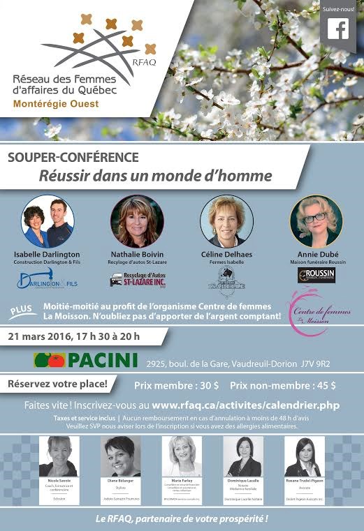 Souper-conférence sur « Réussir dans un monde d’homme »