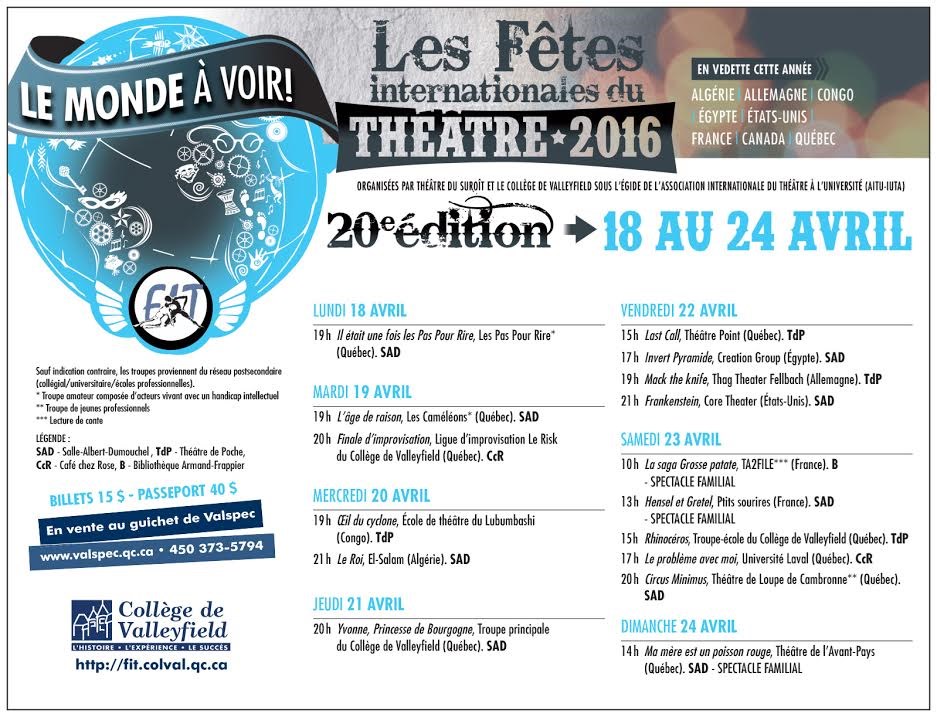 Une 20e édition qui promet pour le Fêtes internationales du théâtre
