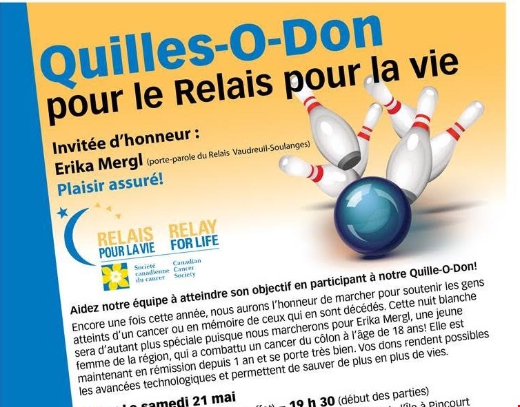Un Quilles-O-Don au profi du relais pour la vie à Pincourt