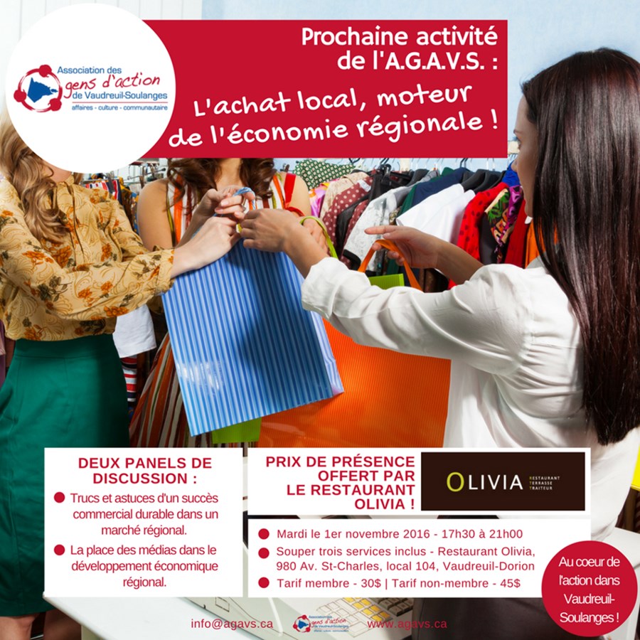 L'AGAVS vous attend chez Olivia le 1er novembre
