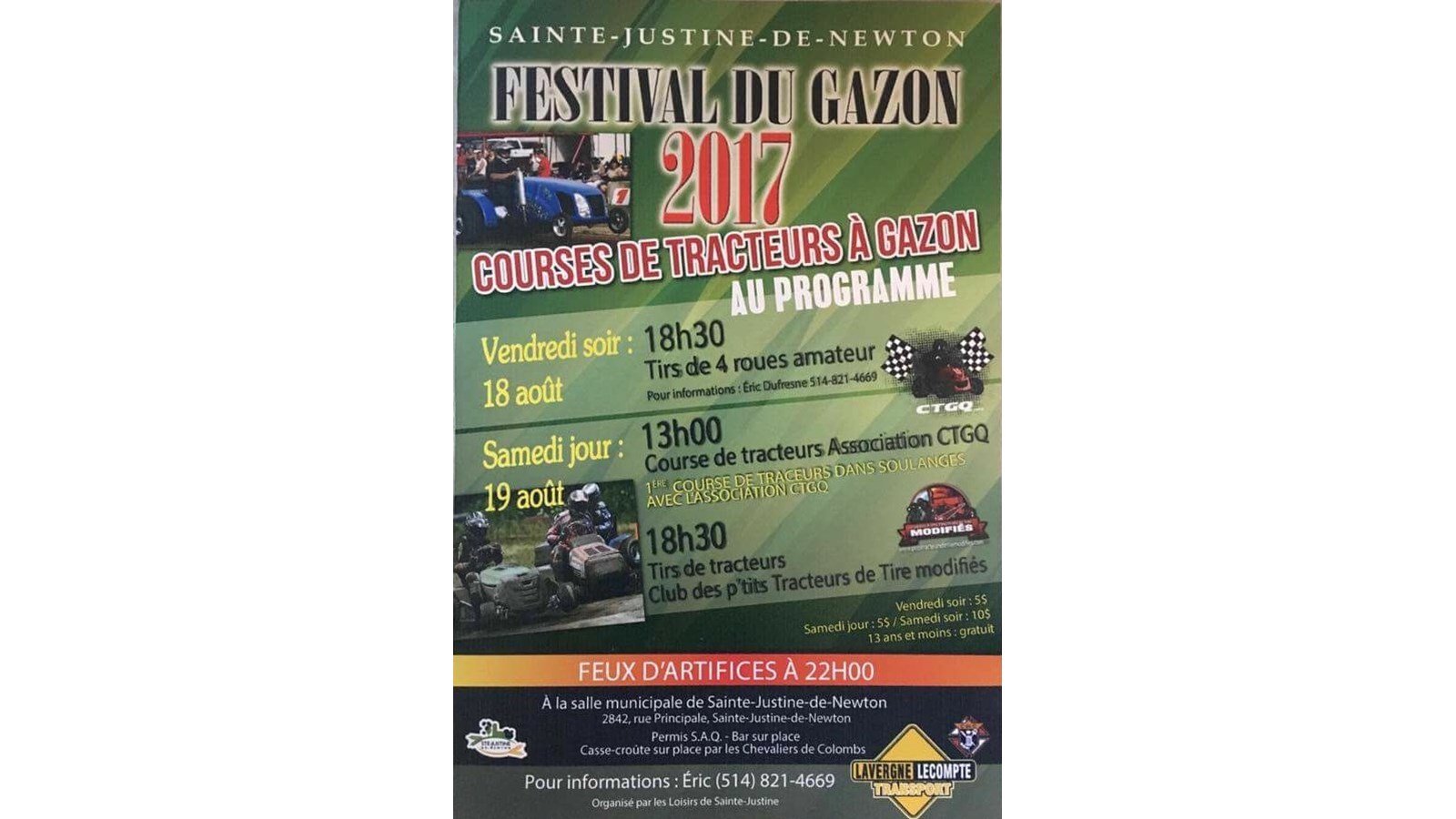 À vos tracteurs, le Festival du gazon débute le 18 août!