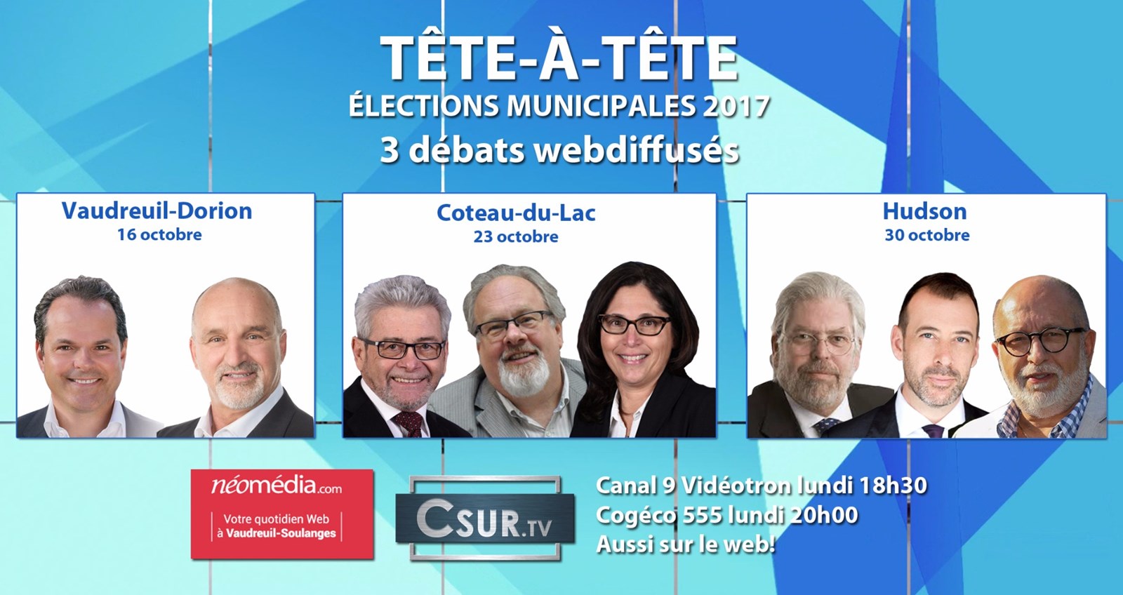 ÉLECTIONS MUNICIPALES | CSUR la télé présentera 3 débats