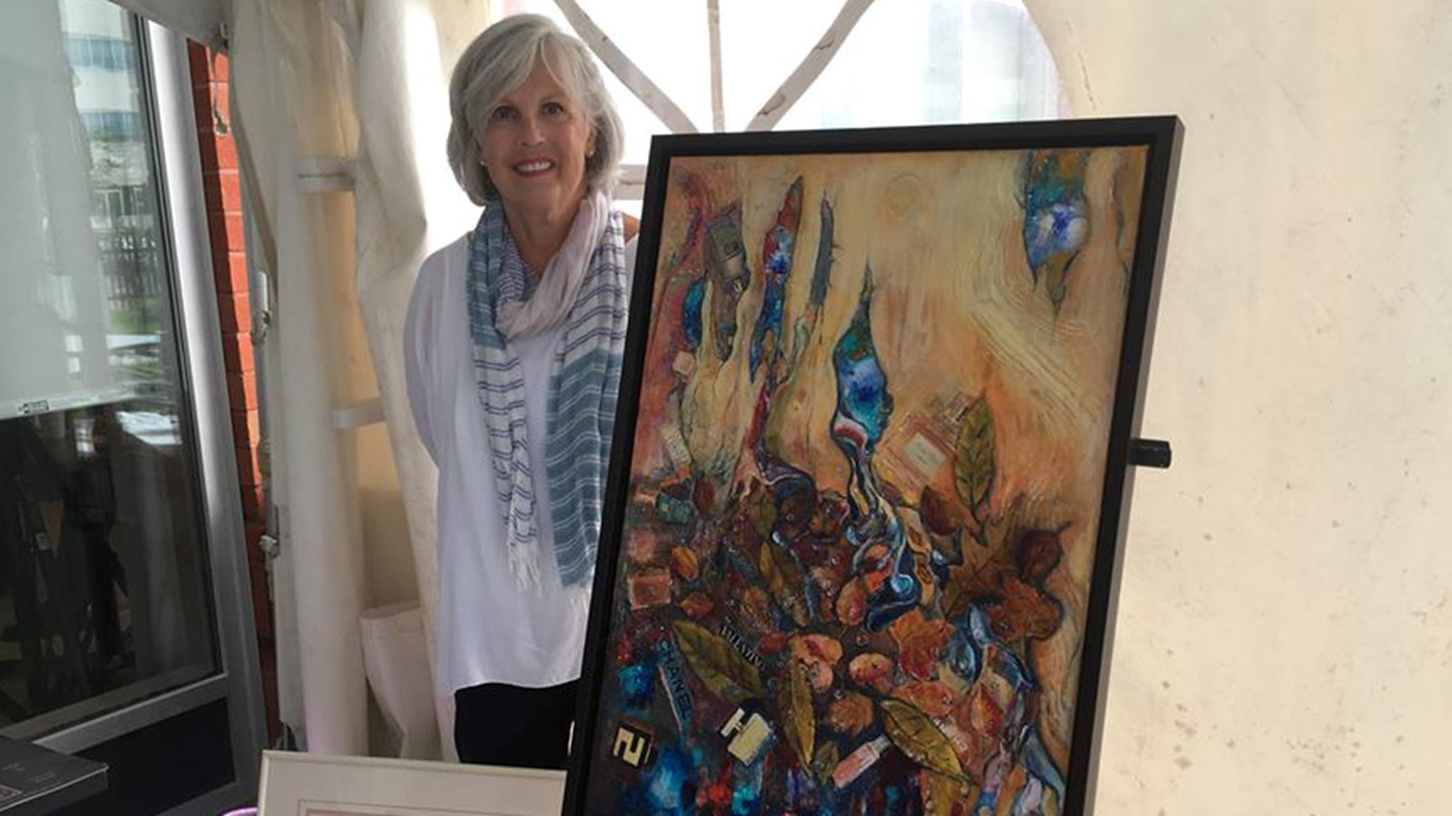 L'artiste Francine Boisvert de Coteau-du-Lac exposait ses toiles lors de la soirée.