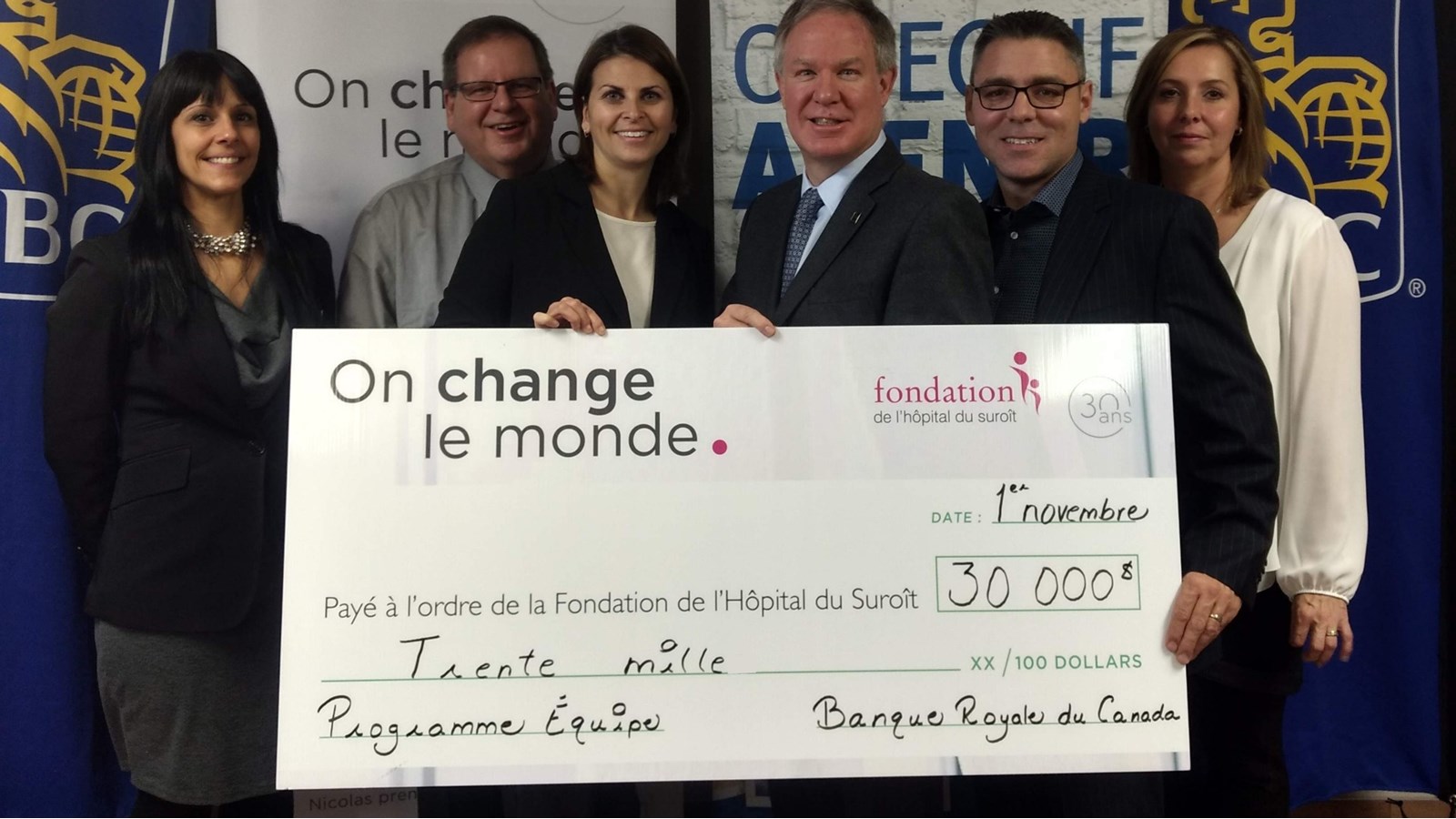 La Fondation de l'Hôpital du Suroît reçoit un don de 30 000$ de RBC