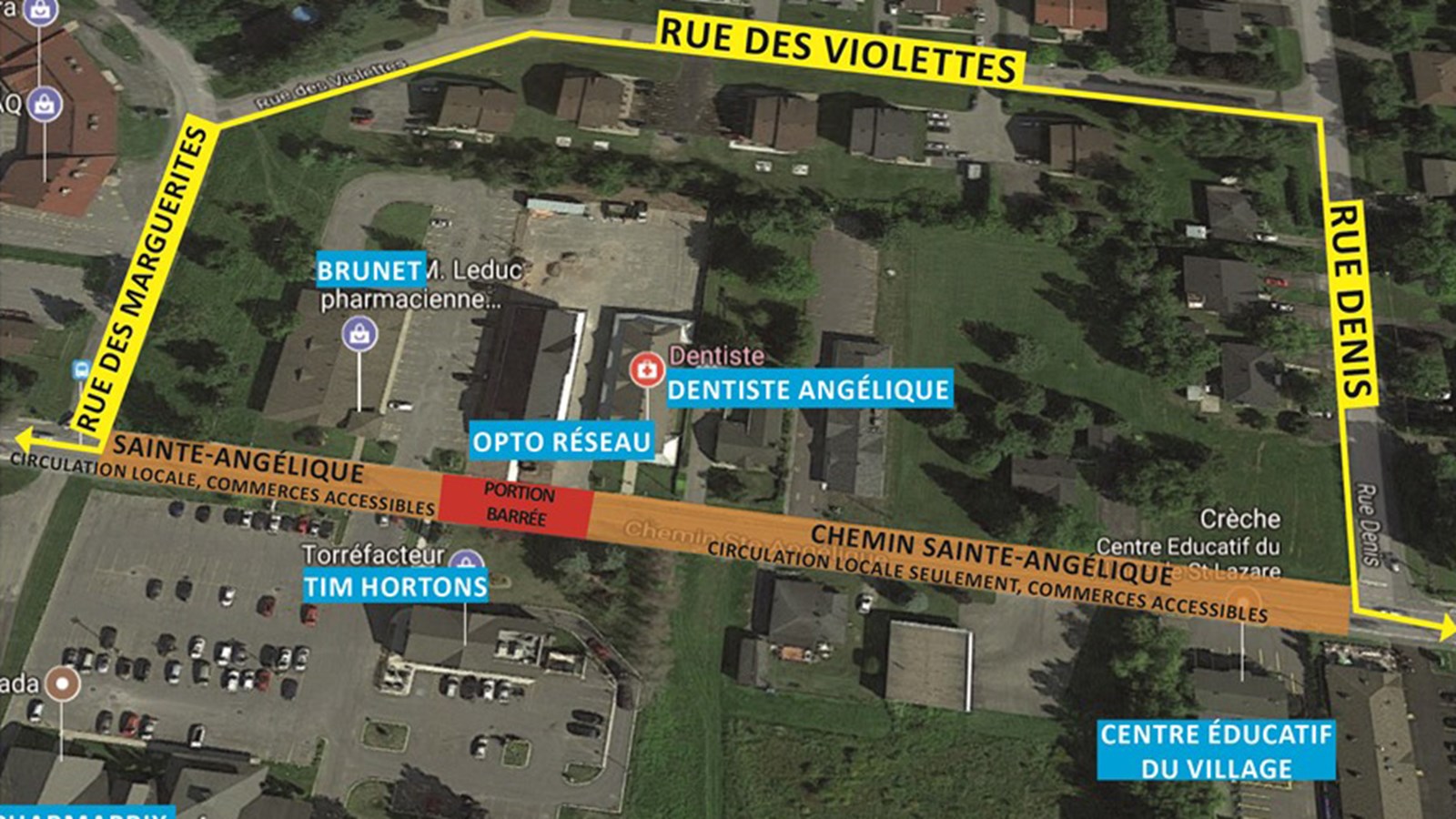 Fermeture complète d'une section du Chemin Sainte-Angélique à Saint-Lazare