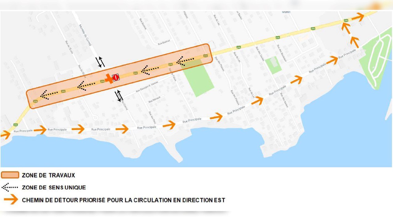 Début des travaux sur la route 338 à Les Coteaux
