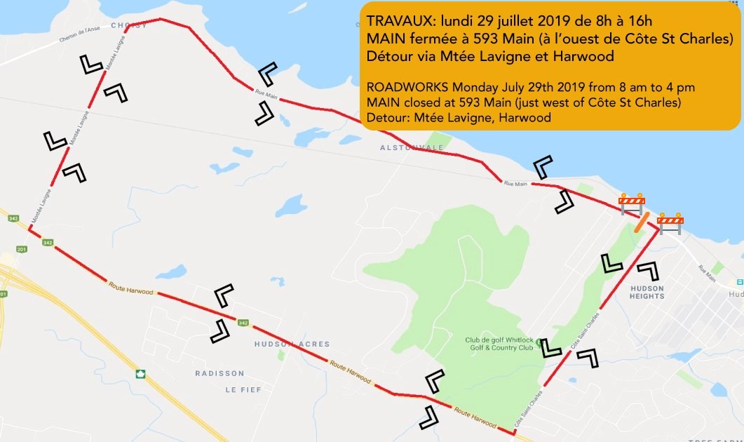 Travaux sur le réseau d'aqueduc de Hudson