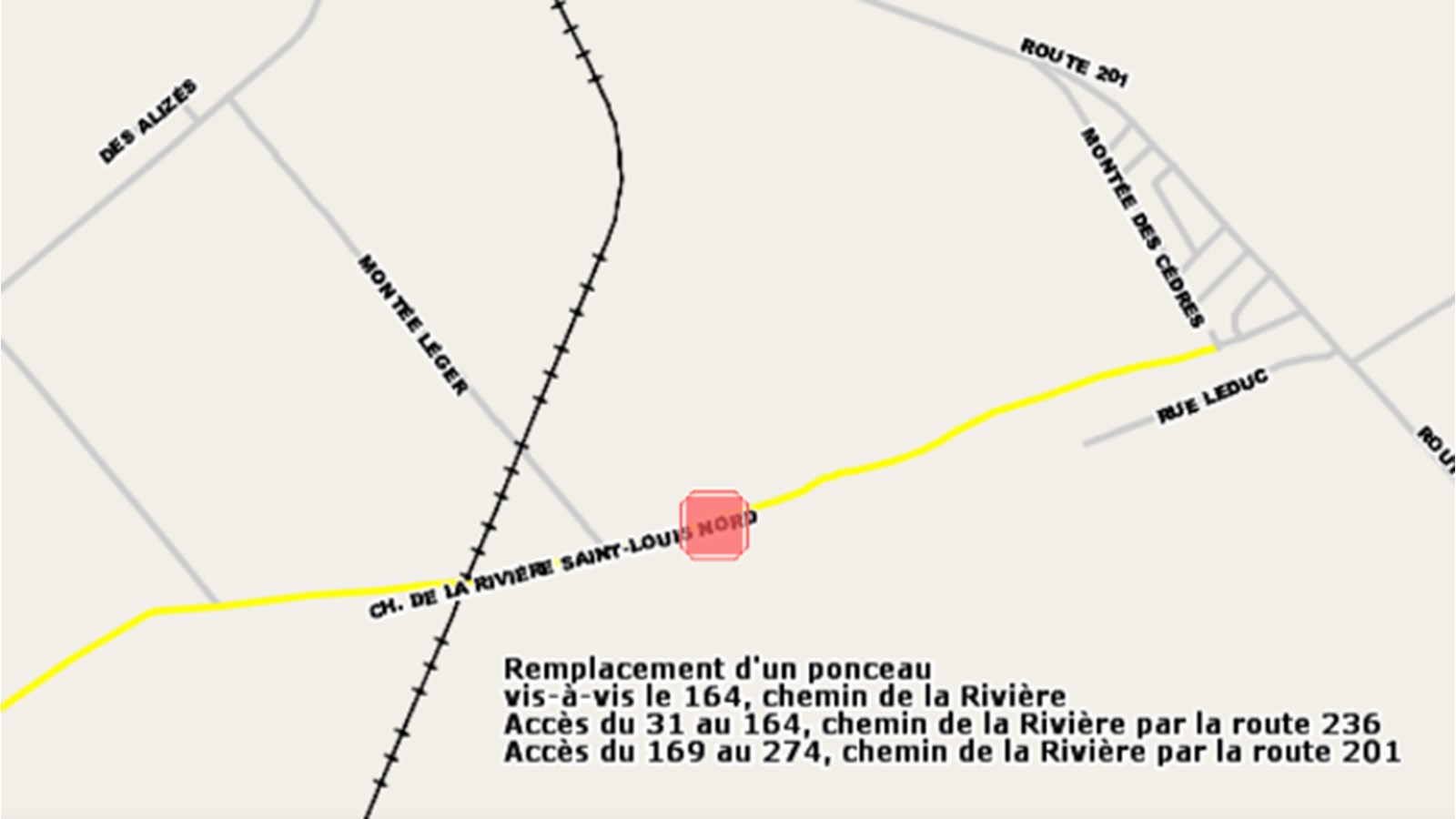 Remplacement d’un ponceau aujourd’hui à Saint-Stanislas-de-Kostka