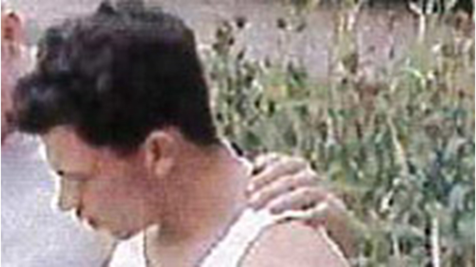 Environ 25 ans, il a les cheveux noirs ondulés et porte une camisole blanche ou une veste de travailleur orange, un jeans et des bottes de travail brunes.