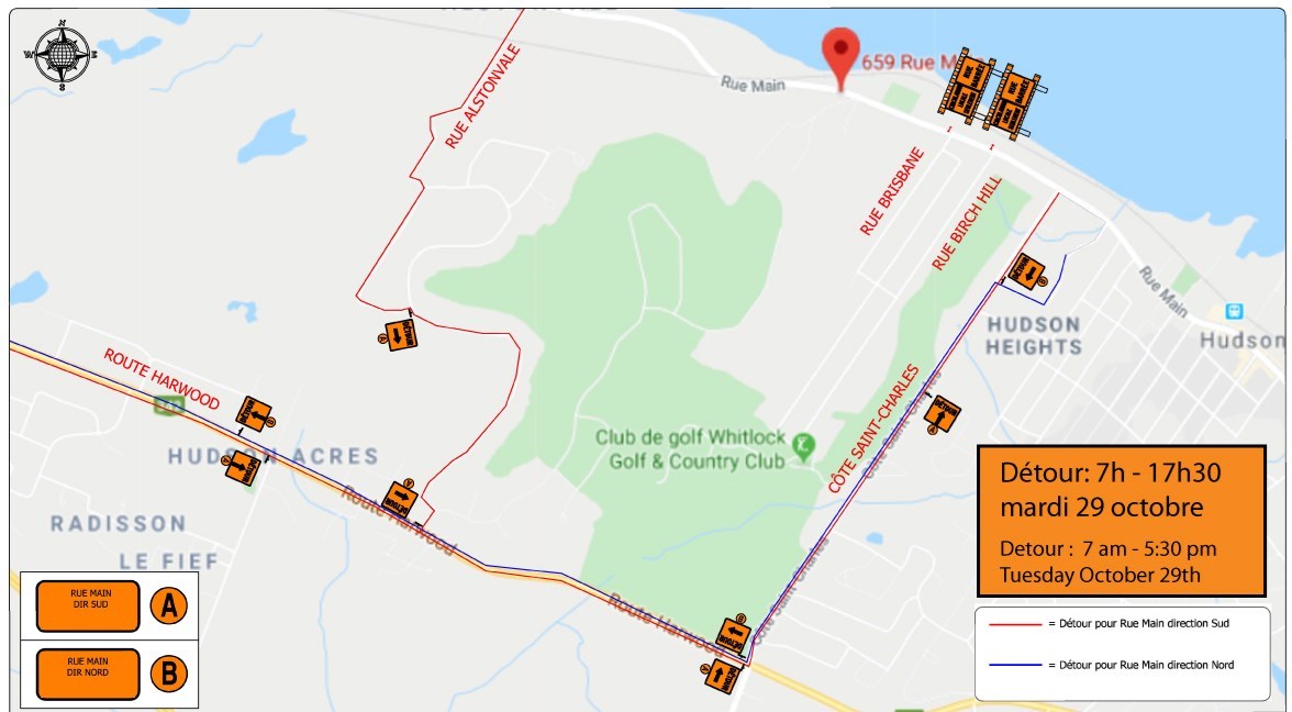 Rappel : fermeture d'une section de la rue Main à Hudson