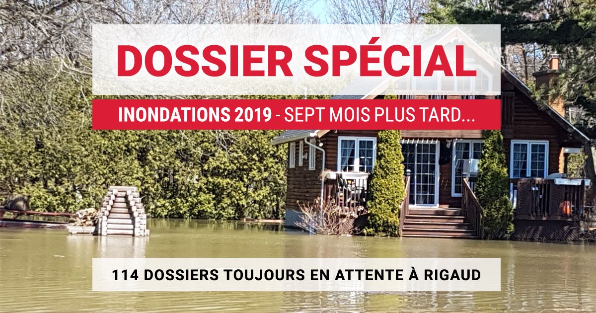 Inondations: 114 dossiers toujours en cours de règlements à Rigaud