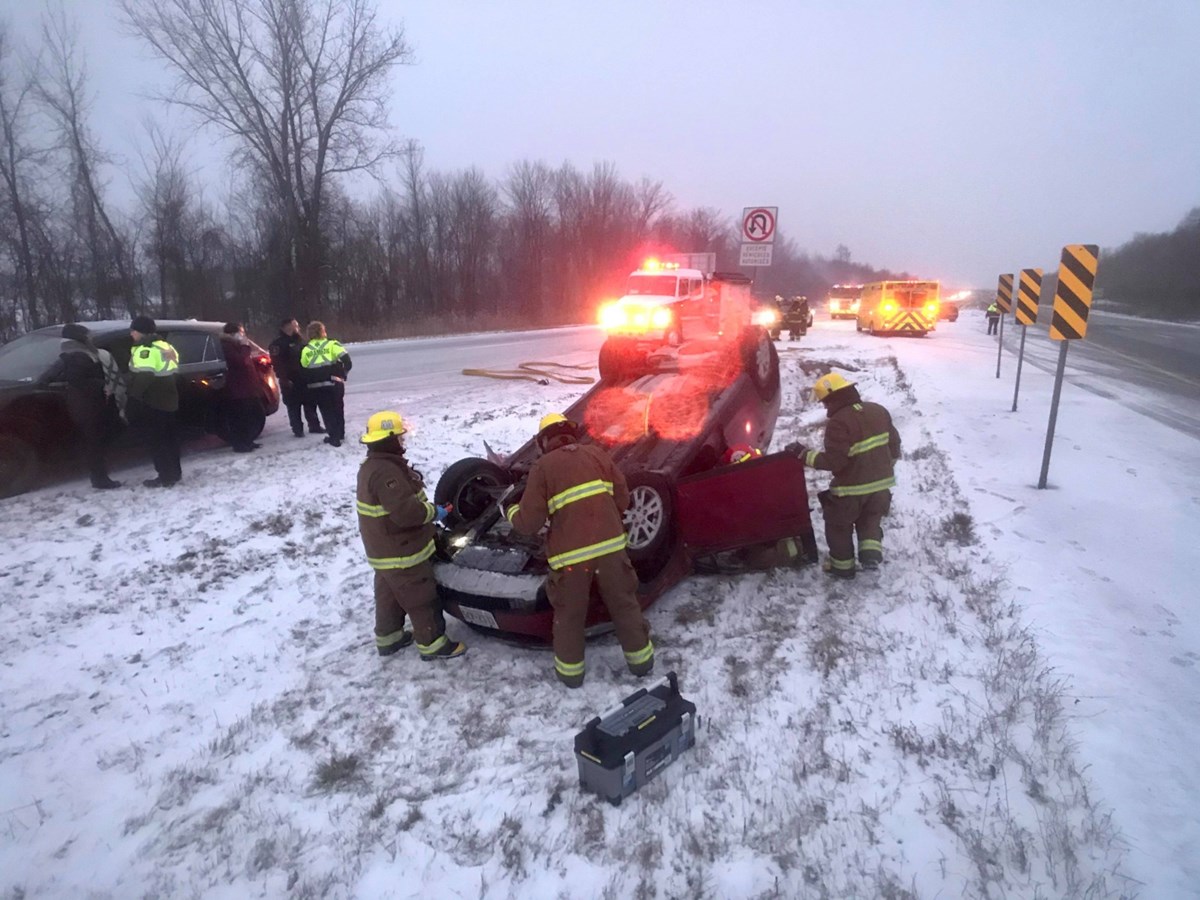 Sorties de route et carambolage sur l'autoroute  20 EST plus tôt ce matin 