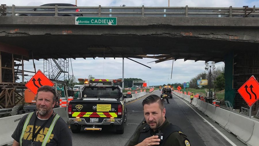 Un camion percute le viaduc de la Montée Cadieux à Vaudreuil-Dorion
