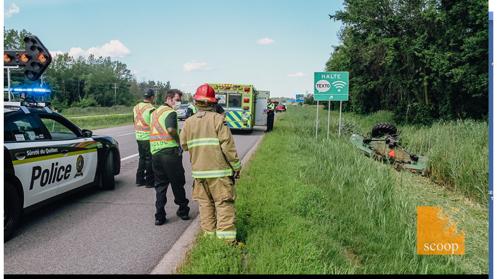 Un tracteur à gazon qui se renverse cause une congestion sur l’autoroute 40 à Rigaud