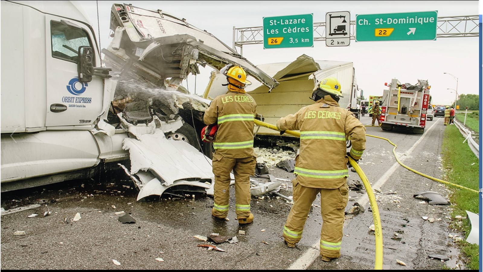 Accident majeur sur l’autoroute 20 est à Les Cèdres: congestion en cours 