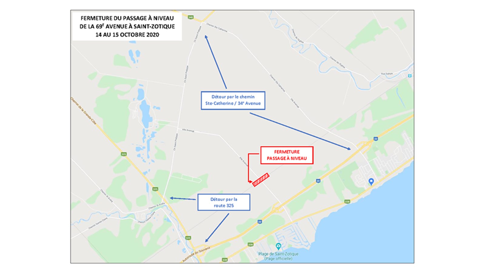 Fermeture du passage à niveau à Saint-Zotique